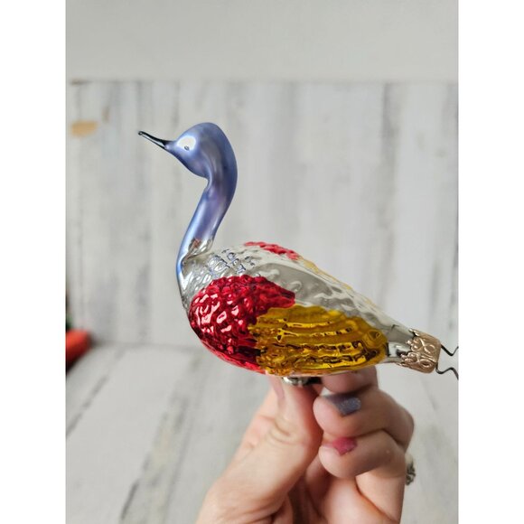 Vintage Germany Mercury glass swan clip bird goose ornament axis tree - Picture 4 of 10